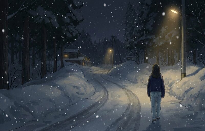 新潟の雪の夜に居なくなる女子中学生のイメージ