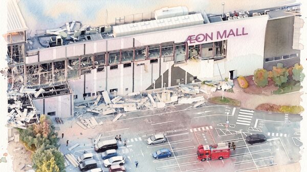 爆発後のイオンモール熊本