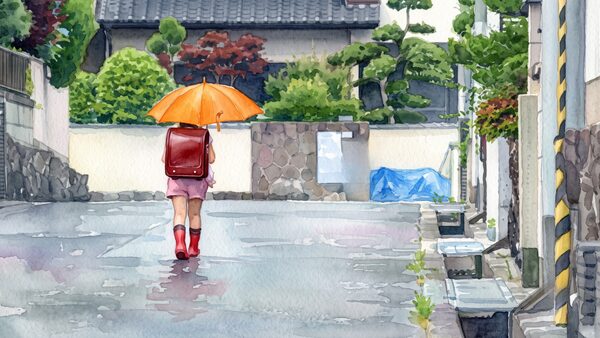 閑静な住宅街にいる女の子